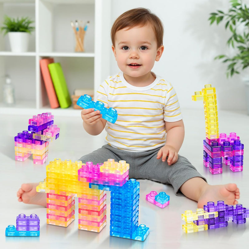 JOY SPOT! 40 PCS Sensory Soft Building Blocks for Toddlers, Kids Montessori Squishy Stacking Toy Set,Squeezable & Stretchable Early Learning Construction Playset,Puzzle Blocks for Creative Play