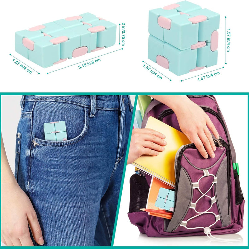 Infinity Cube Fidget Toy Stress Relieving Fidgeting Game for Kids and Adults,Cute Mini Unique Gadget for Anxiety Relief and Kill Time (Macaron Blue)