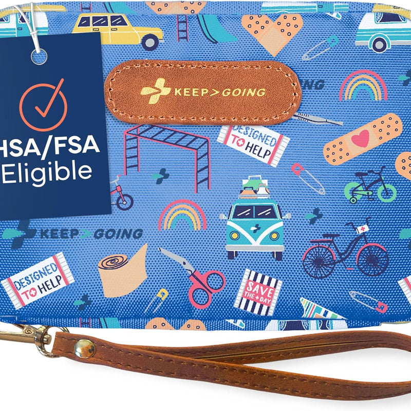 KeepGoing Travel First Aid Kit for Kids, 130 Pc. TSA-Approved Travel Size | Toddler First Aid Kit, Mini First Aid Kit for Car, Home, Purse, Diaper Bag & Backpack, Latex-Free Bandages