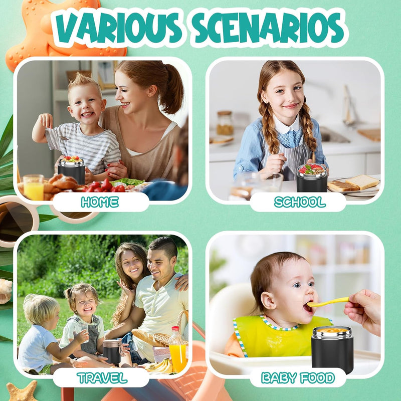 Thermo for Hot Food Kids - 15.2oz, Leak Proof Insulated Food Jar, Soup Thermo, Insulated Lunch Containers, Termos Para Comida Caliente, Wide Mouth Lunch Box with Folding Spoon and Handle