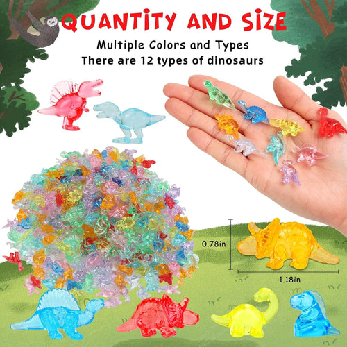 HAPTIME 230 Pcs Mini Resin Animals, Bulk Mini Trinkets, Mini Dinosaur Figures, Resin Figures to Hide, Tiny Dinosaur Party Favors, Small Classroom Prizes for Kids, Easter Egg Fillers