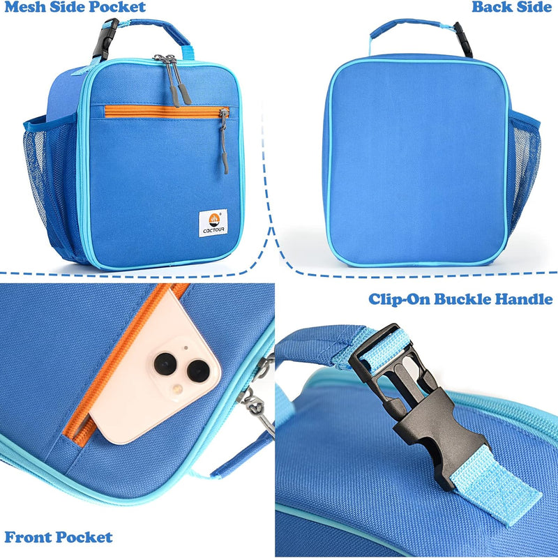 CaCTOUR Lunch Box Kids,Premium Insulated Lunchbox for Girls Boys,Soft Mini Cooler Bag Back to School Thermal Reusable Lunch Bag for Work School Picnic (Blue)