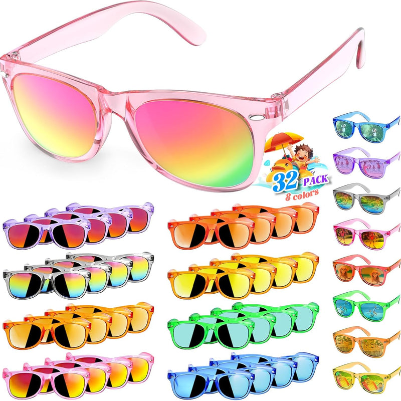 16 Pack Kids Sunglasses Bluk Party Favors - Goodie Bags Stuffers for Children Age 3-8,Boy Girl Neon Glasses with UV400 Protection,Birthday Classroom Graduation Gift,Pool Beach Party Supplies - nylytek
