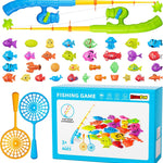 Magnetic Fishing Pool Toys Game for Kids Toddlers, Water Table Bathtub Toy with Pole Rod Net Plastic Floating Fish, Water Bath Pool Outdoor Toys for Kids Toddlers Baby Age 3 4 5 6 Year Old
