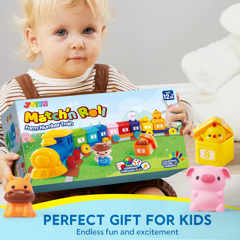 Play-Act Learning Toy for Toddlers, 1-3 Years Old, Counting, Matching & Sorting Montessori Learning Farm Train with 9 Farm Animals