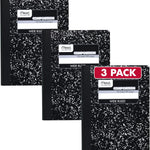 Mead Composition Notebook, Wide Ruled Paper, 7.5" x 9.75", 100 Sheets, Black Marble, 3 Pack (38301)
