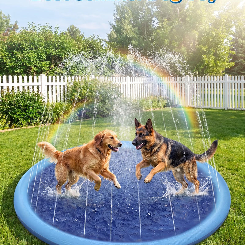 Raxurt Non-Slip Splash Pad for Kids and Dog, 67'' Splash Pad Thicken 0.58mm for Kids Ages 4-8 Toddler Baby Splash Sprinkler Pad Dog Pool Summer Outdoor Water Toys for Boys Girls
