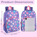 Trail maker 15 Inch Kids Backpacks for Boys & Girls | Preschool, Kindergarten, Elementary School Backpacks with Adjustable, Padded Straps (Happy Hearts)