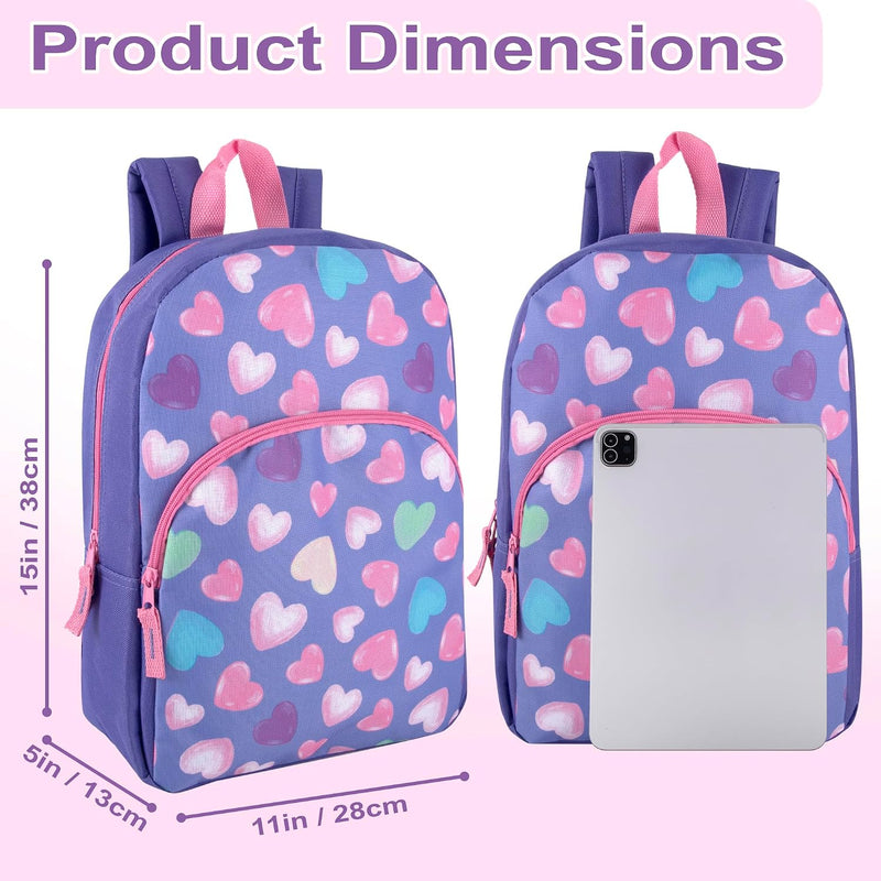 Trail maker 15 Inch Kids Backpacks for Boys & Girls | Preschool, Kindergarten, Elementary School Backpacks with Adjustable, Padded Straps (Happy Hearts)