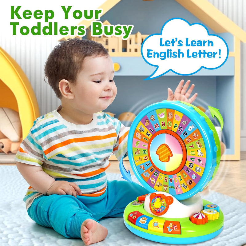 Duchong Learning Toy for Kids 1 2 3 Year Old Boys Girls, Spin and Sing Alphabet Zoo with Sounds, Interactive Educational Toys for Toddler 2-3, First Christmas 1st Birthday Gifts Toy