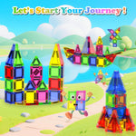 Mini Magnetic Tiles, 40 PCS tin travel magnetic tiles for kids age 3+, STEM educational building set
