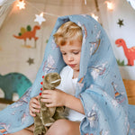 Muslin Swaddle Blankets for Newborn, 3 Pack Breathable Soft Receiving Blanket, Large 38 x 40 inches Swaddle Wrap Burping Clothes, Essentials Infant Shower Items, Toddler Gift (Blue Sea)