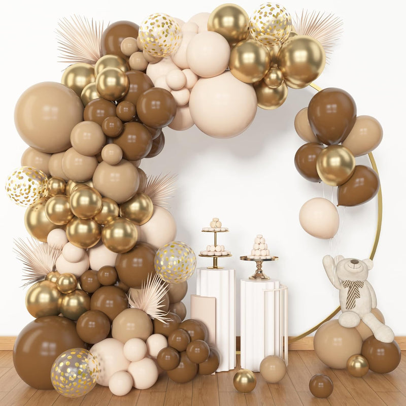 Amandir 153pcs Dusty Blue Balloon Garland Arch Kit Different Sizes Blue White Sand Latex Metallic Confetti Gold Balloons Baptism Birthday Boho Baby Shower