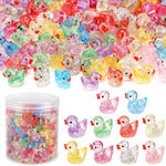 GWAHSA 240pcs Luminous Mini Resin Ducks, Tiny Animals Bulk Glow in The Dark Small Plastic Miniature Ducks Figures for Dollhouse Decor Micro Garden Home Landscape Aquarium Craft Gifts Party Favors Toys