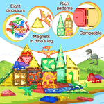 102PCS Dinosaur Toys Magnetic Tiles with 8 Dinosaurs - Jurassic Scenes Dinosaur World Adventure Set, Magnetic Blocks Kids Toys for Boys & Girls Ages 3+, Sensory Toddler Creative Kids Games Gifts