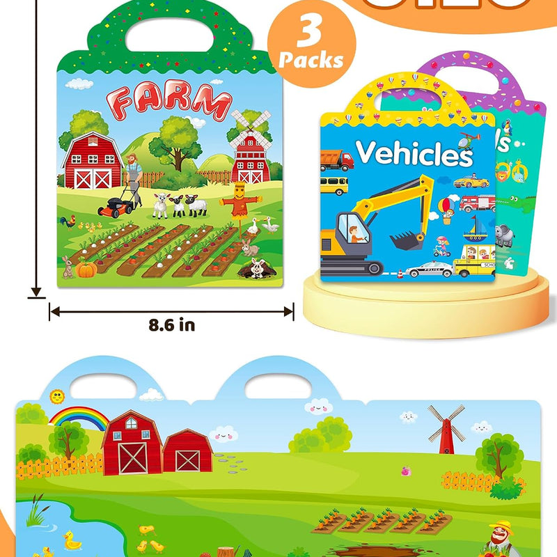 Walenced Reusable Sticker Book for Toddlers, Stickers for Kids, Toddler Toy | Toddler Craft Activities, Toddler Travel Toys, Boy Girl Birthday Gifts, Airplane Travel & Road Trip Essentials Kids