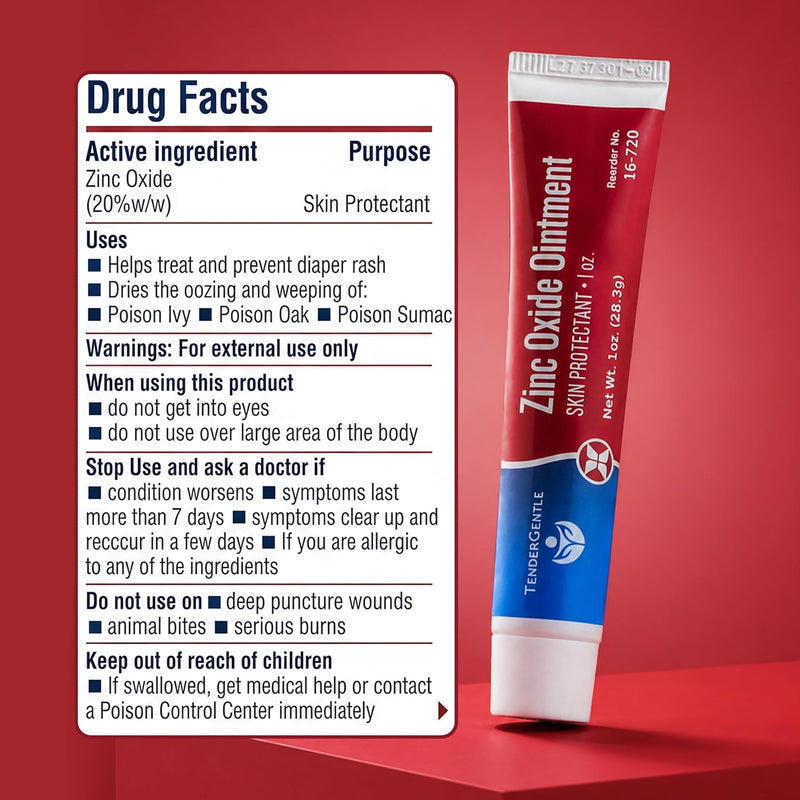 Zinc Oxide Ointment for Adults and Babies - 1 oz Diaper Rash Ointment - Skin Protectant for Diaper Rashes, Cuts, and Burns