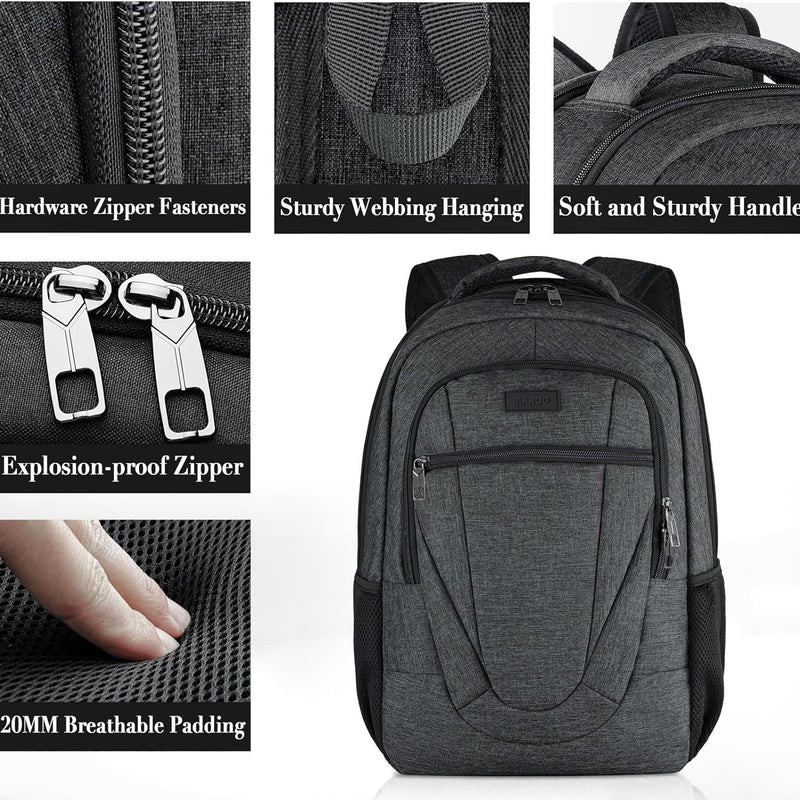 BIKROD Travel Laptop Backpack, 17 Inch Extra Large School Backpacks for Teen Boys and Girls, Black Water Resistant Women Back Pack, Business Men Sturdy Computer Bag