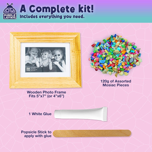 Mother of Pearl DIY Mosaic Photo Frame Craft Kit for Girls Ages 8-12 | Make-your-own Activity, Summer Projects, Tween Gift, 9 Year Old Birthday Present, Creative STEAM Activity