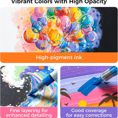 Ohuhu Acrylic Paint Markers Brush Tip: 48 Pack Automatic Ink Control Acrylic Markers High Opacity Paint Pens Water-Resistant Lightfast for Rock Painting 3D Prints Easter Eggs Wood DIY Crafts- Nahuku