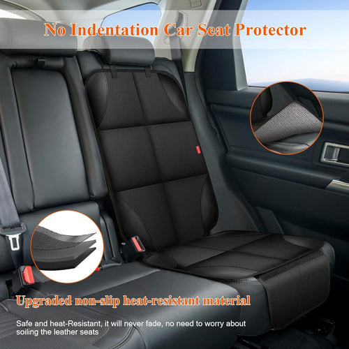 Car Seat Protector, Carseat Seat Protectors with Thick Padding No Imprints | Non-Slip Backing, Waterproof, Universal Fit, Heat Resistant, 600D Fabric Car Seat Covers with Storage Pockets for Baby