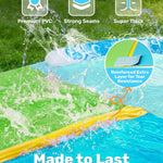 JOYIN 32.5FT Water Slide and 2 Inflatable Boards, Extra Long Heavy Duty Double Lawn Waterslide with Sprinkler for Kids Adults Backyard Summer Water Toy Outdoor Fun, Blue, Green