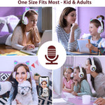TCJJ Cat Ear Kids Bluetooth Headphones, LED, 85dB Volume Limit | Bluetooth 6.0 wireless headset with mic, stereo sound, foldable, 3.5mm wired mode for girls, school, tablet, travel