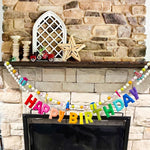 Pre-Strung Happy Birthday Banner - Felt Ball Garland, Reusable Rainbow Party Decorations for Kids Room Decor