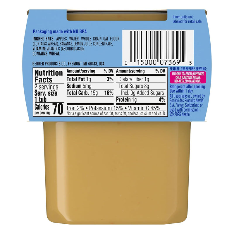 Gerber Stage 2 Fruit and Cereal Variety Pack, 4 Oz, 32 Pack | Stage 2 fruit and cereal tubs variety pack; iron helps support brain development; no artificial flavors; 32 x 4 oz