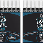 Liquid Chalk Marker Pen - White Dry Erase Marker - Chalkboard Signs, Windows, Blackboard, Glass (6 Pack) 3-6mm Reversible Tip, 3-3mm Fine Tip