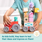 Melissa & Doug Blockables Farm Snap and Play Connectable Wooden Blocks Play Set for Preschoolers (56 Pcs)