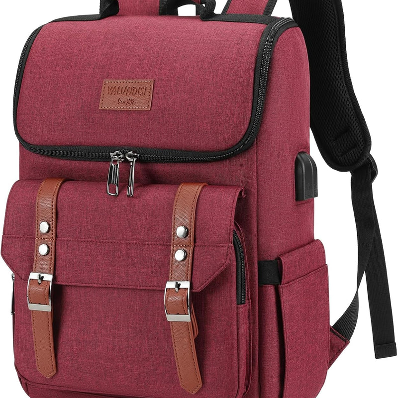 YALUNDISI Vintage Backpack Travel Laptop Backpack with usb Charging Port for Women & Men College Backpack Fits 15.6 Inch Laptop Black