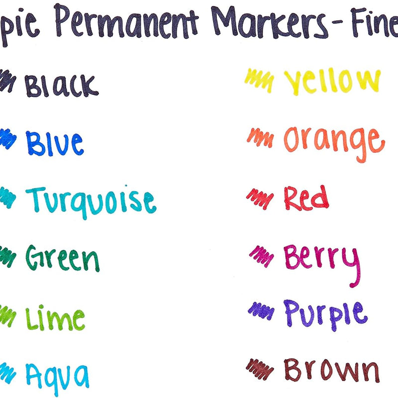 Sharpie Permanent Markers, Fine Point, Blue, 12 Count