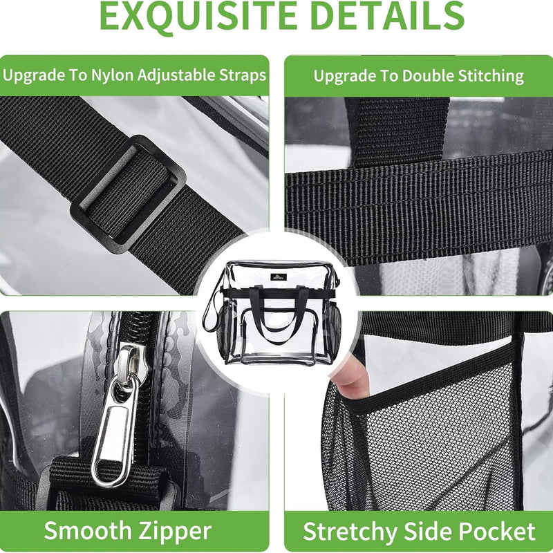 MAY TREE Clear Bag for Stadium Events, 12x5.5x12 Clear Tote Bag for Work | Non-detachable Reinforced Straps, Clear Tote Bag for Work, Sporting Events & Gym, Stadium Approved Transparent Bag
