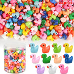 GWAHSA 240pcs Luminous Mini Resin Ducks, Tiny Animals Bulk Glow in The Dark Small Plastic Miniature Ducks Figures for Dollhouse Decor Micro Garden Home Landscape Aquarium Craft Gifts Party Favors Toys