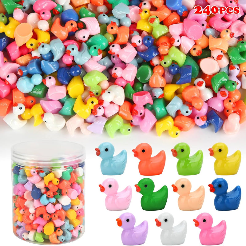 GWAHSA 240pcs Luminous Mini Resin Ducks, Tiny Animals Bulk Glow in The Dark Small Plastic Miniature Ducks Figures for Dollhouse Decor Micro Garden Home Landscape Aquarium Craft Gifts Party Favors Toys