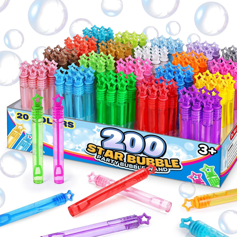 32 Pcs Neon Bubbles Party Favors, Mini Star Bubble Wand in Gift Box for Kids and Toddlers