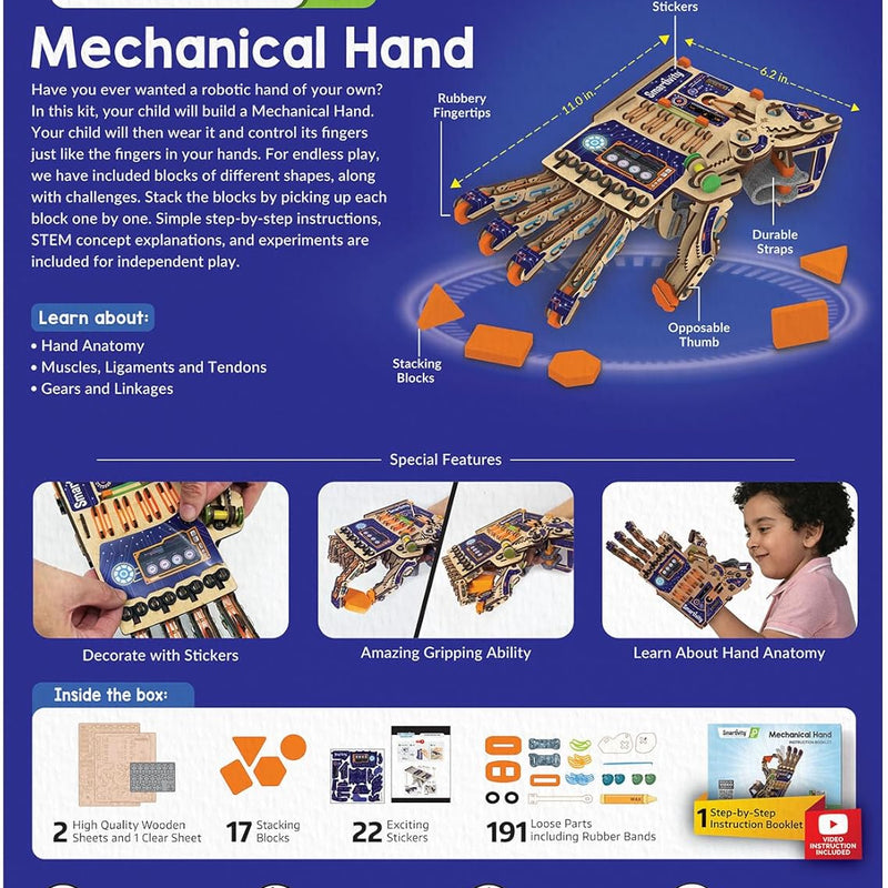 Smartivity DIY Robotic Mechanical Hand STEM Toy for Kids 8-14 Years Old, Engineering Kit, Parents Choice Award Winner