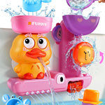 Toddler Bath Toys for Kids Ages 1-3 Waterfall Bathtub Toys for Toddlers 2-4 | with 3 Stacking Cups No Mold Baby Bath Toys Interactive Duck Water Shower Toys for Boys Girls Gifts with Strong Suction Cups