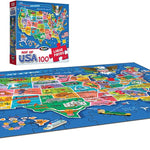 RoseArt Educational Map of USA Jigsaw Puzzle for Kids, 100 Large Durable Pieces, Fun State Illustrations, Made in USA, Learning Toy for Ages 6+, Finished Size 24 x 18 Inches.