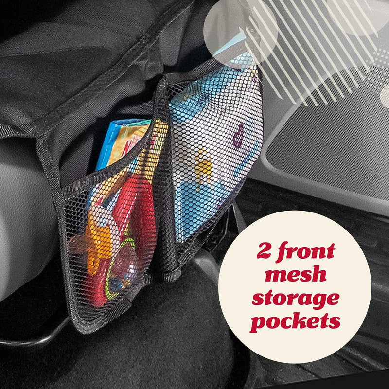 Lusso Gear Car Seat Protector for Baby Car Seat - Thick Padding - Seat Protector Under Baby Car Seat with 2 Mesh Storage Pockets - Black Waterproof Baby Car Seat Protector - Non-Slip Padded Backing