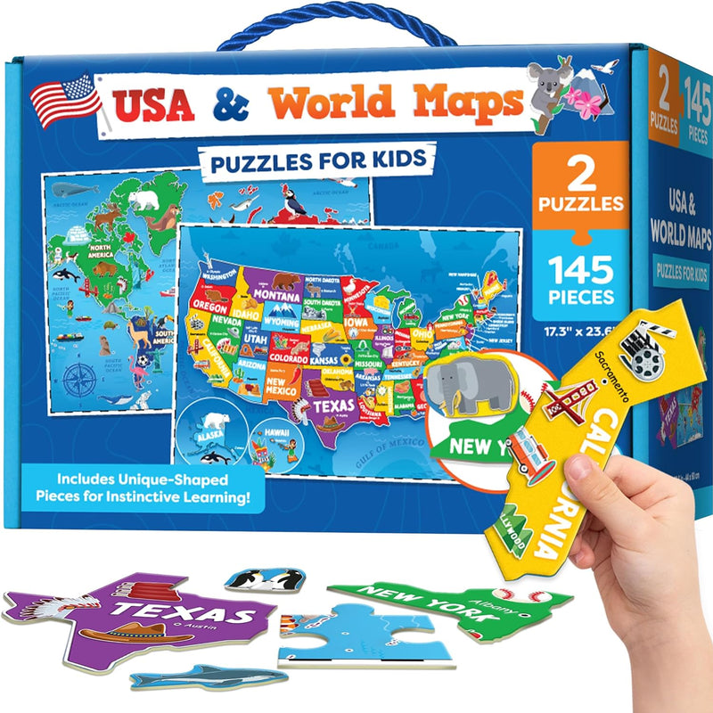 United States 70Pcs Floor Puzzle for Kids Ages 4-6 - USA Map with 50 States & Capitals