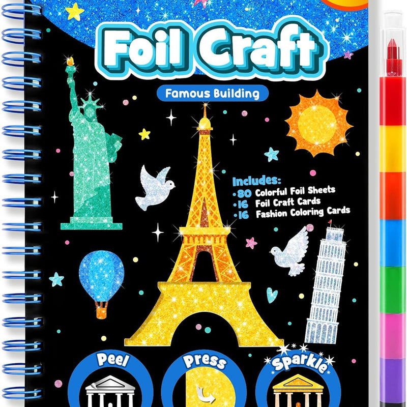 FUNNYB&G Foil Art Craft Kit for Kids, Sparkly Birthday Gift Toy for Kids