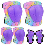 Fioday Kids Knee Pads Set with Adjustable Elbow Pads and Wrist Guard for Roller Skates Cycling Skateboard, 3-8 Years, Rainbow Unicorn