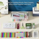 BiuLeon 4 Pack Extra Large Pencil Box, Plastic Pencil Case Organizer, Clear Crayon Box Marker Organizer, Stackable Craft Organizers and Storage for Pen, Craft, Art Supply(Grey)