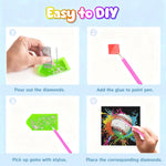 bleihum 4 Pack Diamond Art Painting Kits for Kids Ages 8-12 Sports 6X6inch | Small Diamond Art for Kids Ages 8-12, Cute Football Gem Arts and Crafts for Kid Ages 8-12 Gift Home Decor