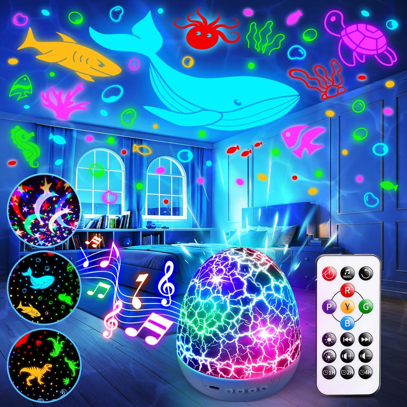 Staryou Sensory Lights Baby Sound Machine Night Light Projector for Kids with Autism, 15 White Noise 3D Films, 31 Colors