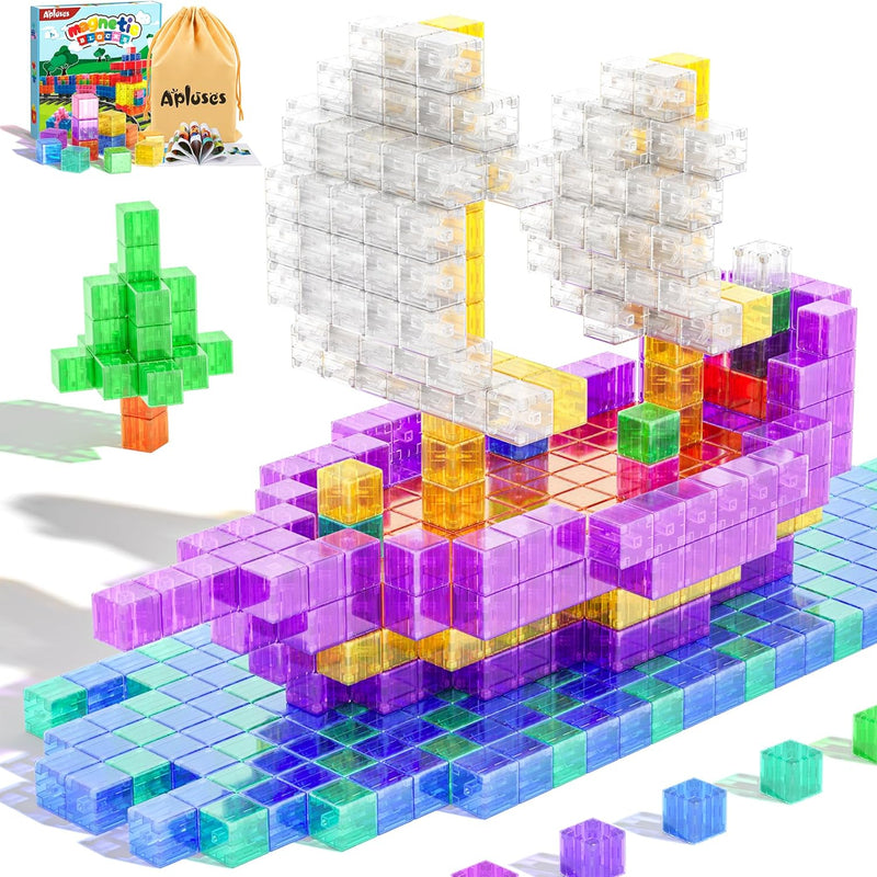 appluses 45pcs magnetic blocks for toddler girl toys, stem sensory autism play for kids 3-5 years