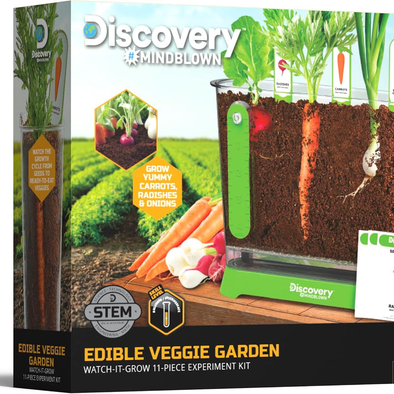 Discovery Edible Veggie Garden Watch-It-Grow Kit for Kids, DIY STEM Activity with 11-Piece Science Kit