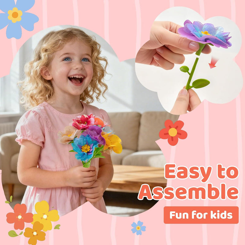 180 Piece Fabric Flower Refill Kit for DIY Bouquets and Flower Maker | Colorful fabric flower parts for DIY bouquets,arts and crafts,creative learning and gift making for girls